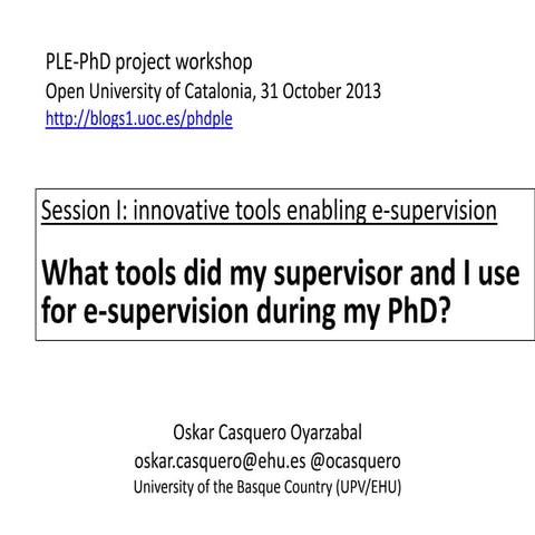 Oskar Casquero. Ple phd project workshop