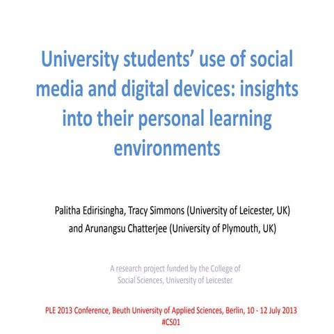 PLE 2013 Conf Berlin Edirisingha et al 11July2013