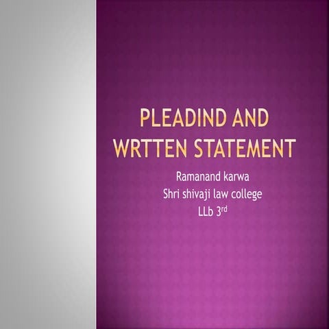 Pleadind and written statement MCQ