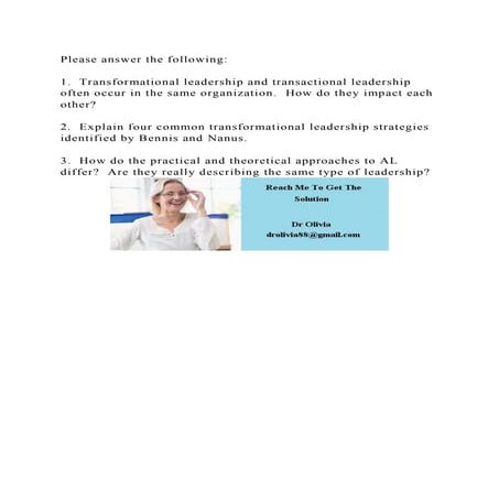Please answer the following1.  Transformational leadership and .docx