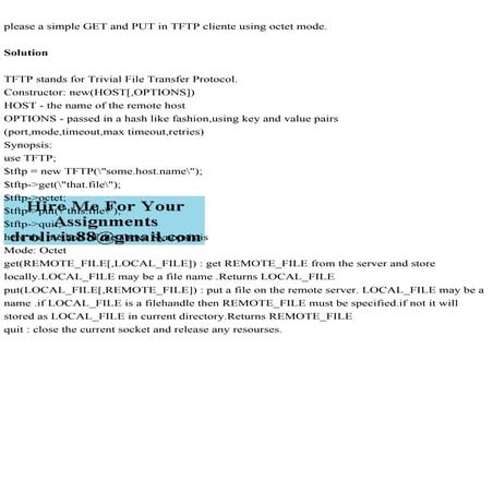 please a simple GET and PUT in TFTP cliente using octet mode.Sol.pdf