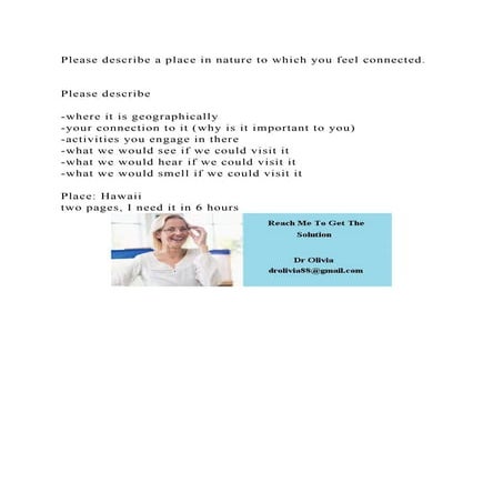 Please describe a place in nature to which you feel connected..docx