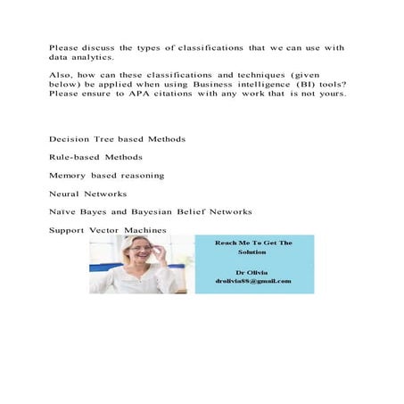 Please discuss the types of classifications that we can use with dat | DOCX
