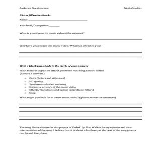 Audience Questionnaire (Original Copy)