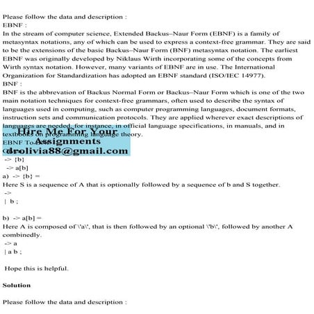 Please follow the data and description EBNF In the stream of c.pdf