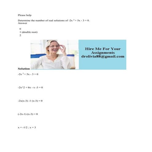 please-help-determine-the-number-of-real-solutions-of-2x2-5x-3-docx