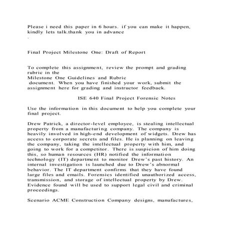 Final Project Milestone One Draft of ReportTo complete this | DOCX