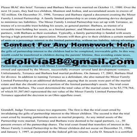 Please IRAC this brief. Terrance and Barbara Moser were married on O.pdf
