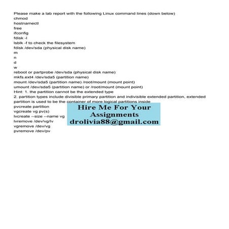 Please make a lab report with the following Linux command li.pdf