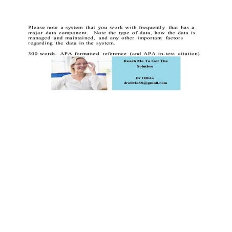 Please note a system that you work with frequently that has a major 