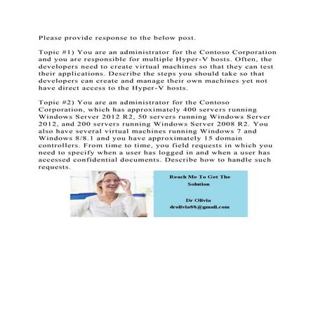 Please provide response to the below post. Topic #1) You are an .docx