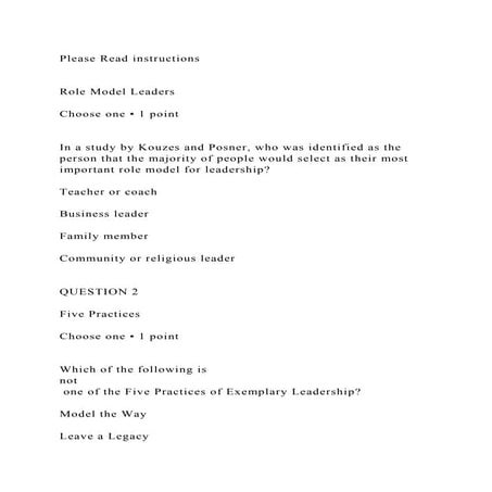 Please Read instructions Role Model LeadersChoose one • 1 .docx