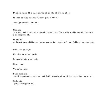 Please read the assignment content throughly Internet Resources .docx
