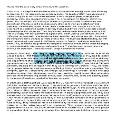 Please read the case study below and answer the following questions .pdf