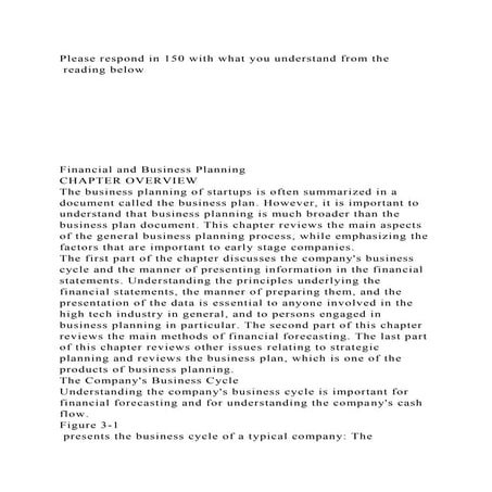 Please respond in 150 with what you understand from the  reading bel.docx