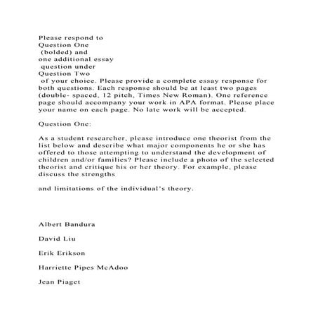 Please respond to Question One (bolded) and one additional ess.docx