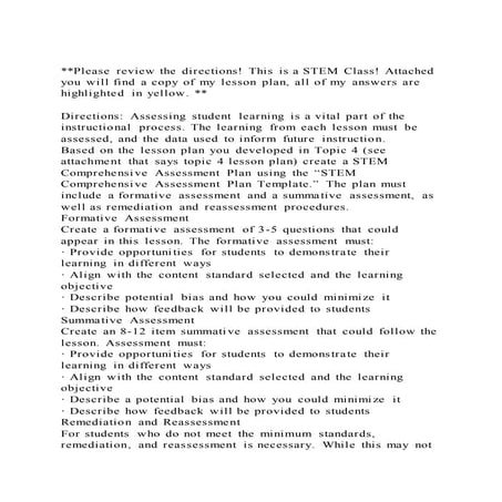 Please review the directions! this is a stem class! attached you