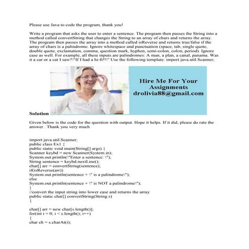 Please use Java to code the program- thank you! Write a program that a.docx