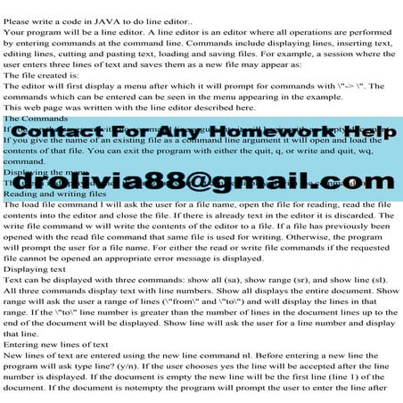 Please write a code in JAVA to do line editor..Your program will b.pdf