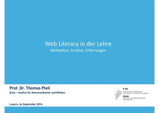 Web Literacy in der Lehre - Erfahrungen und Beispiele
