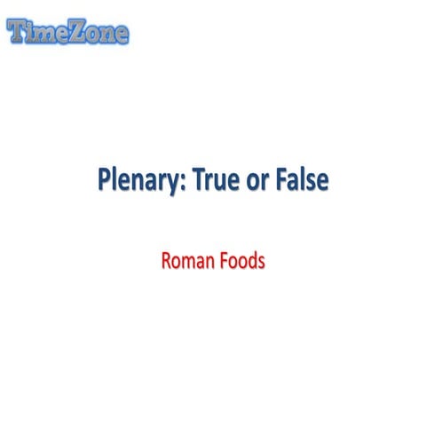 Plenary. Roman Food