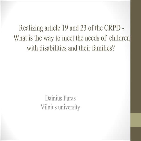 Presentation by Mr. Dainius Puras, Professor at University of Vilnius, Lithuania