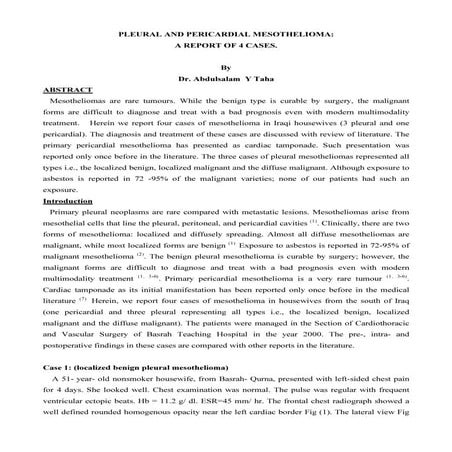 Pleural and pericardial mesothelioma