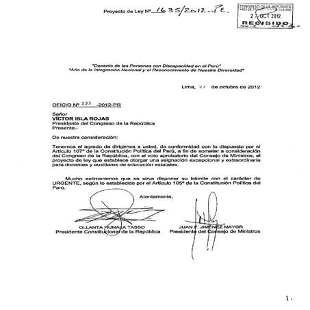 PROYECTO DE LEY - BONO PARA LOS MAESTROS