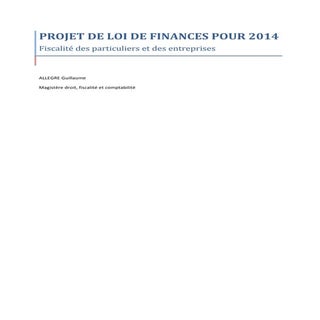 Projet de loi de finances pour 2014...
