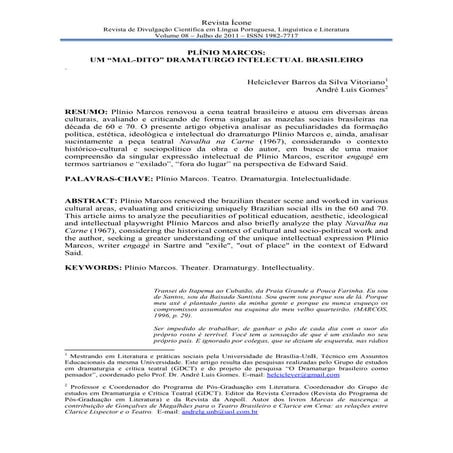 Plinio marcos um maldito dramaturgo intelectual brasileiro