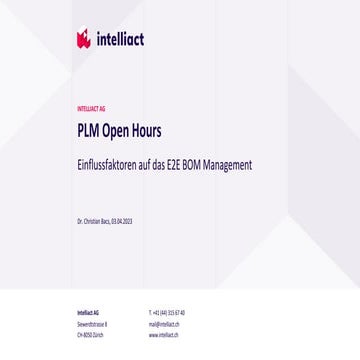 Einflussfaktoren auf das E2E BOM Management (Sales, Produktion, Entwicklung/PM)