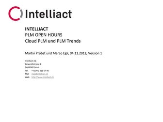 PLM Open Hours - Cloud PLM und PLM Trends