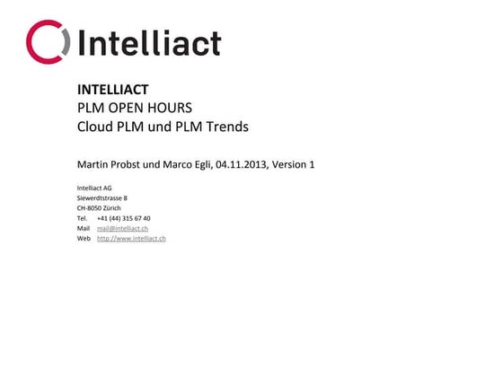 PLM Open Hours - Cloud PLM und PLM Trends