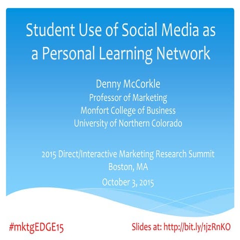 Student Use of Social Media as a Personal Learning Network