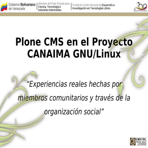 Plone CMS en el Proyecto CANAIMA GNU/Linux