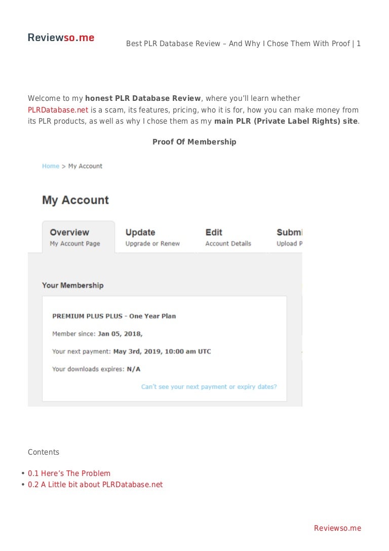Plr Database Review With Membership Proof - 