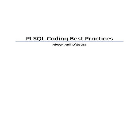PLSQL Standards and Best Practices | PDF