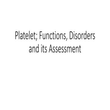 platelet function, disorders and its assesment