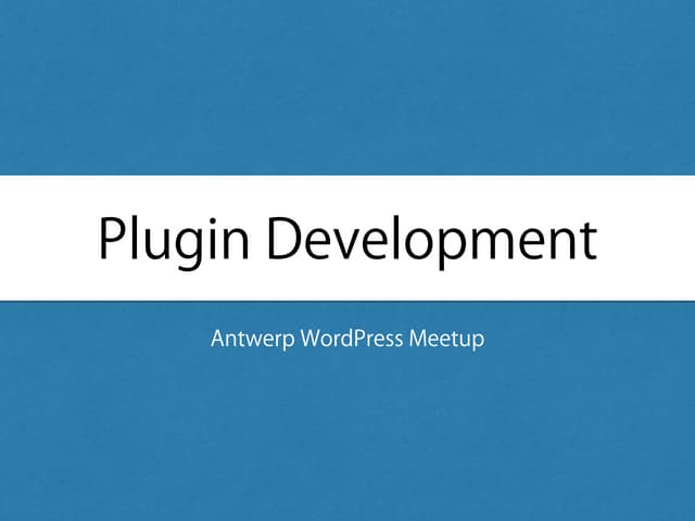 Plugin Development - WP Meetup Antwerp