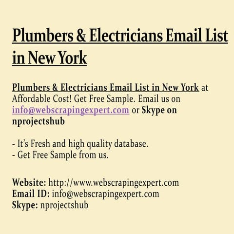 Plumbers & Electricians Email List in New York