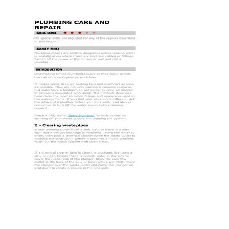 Plumbing care and repair