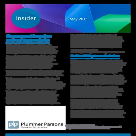 Plummer Parsons Chartered Accountants Mini Guide Insider May 2011