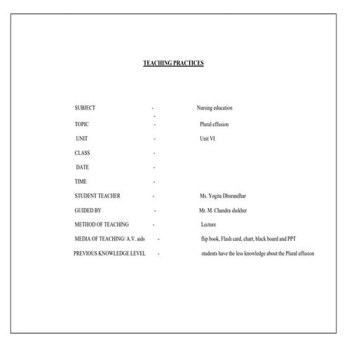 plural EFFUSION.lesson plan for nursing education | PDF