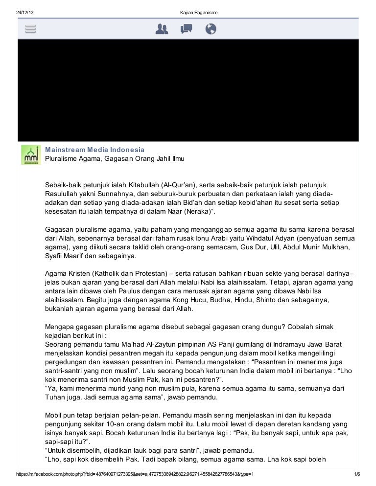 Pluralisme Agama Gagasan Orang Jahil Ilmu