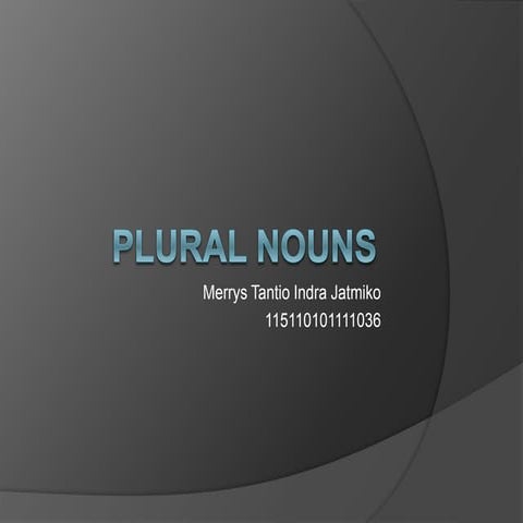 Plural nouns | PPT