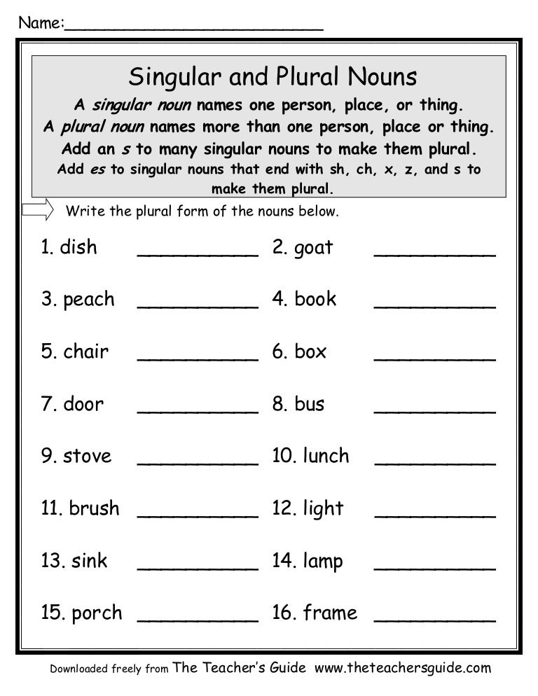 Plural Noun Worksheet Plural Noun Worksheet
