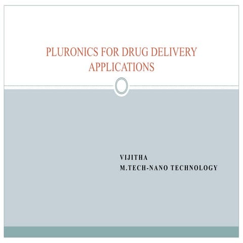 Pluronics for drug delivery