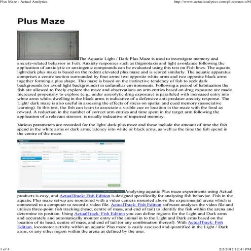 Plus maze actual analytics | PDF