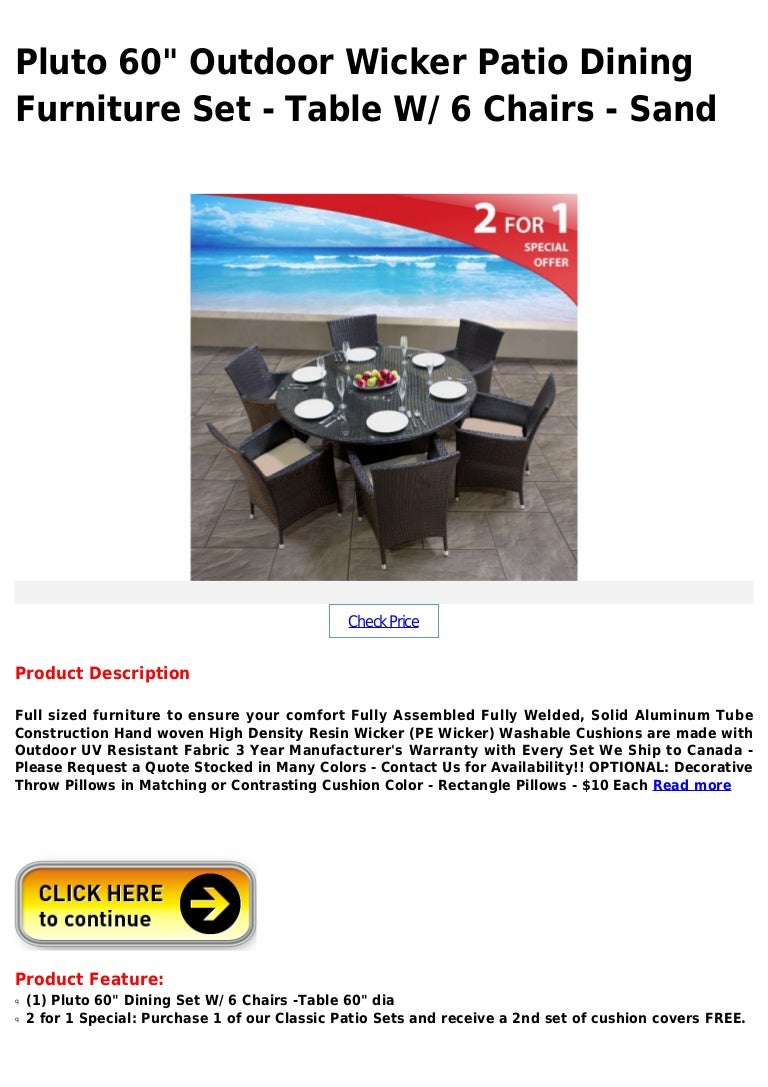Pluto 60 Outdoor Wicker Patio Dining Furniture Set Table W 6 Chai