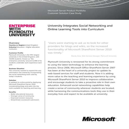Plymouth University - SharePoint 2010 from SP 2007 Upgrade Case Study